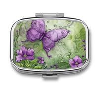Pastoral Charm Style Pill Organizer Metal Pill Box - 2 Compartments, Sleek & Portable Medicine Case for Travel, Daily Use