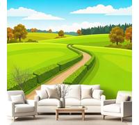 Pastoral Countryside Wall Mural Wallpaper, Rolling Hills Country Path Wallpaper Decorative Wall Mural for Bedroom Study Living Room Home Decor Photo, 200 x 140 cm(W x H)