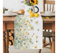 Pastoral Daisy Floral Cute Bee Table Runner 70 Inches Long,Table Runners Kitchen Dining Tables Decoration for Home Party Decor, Summer Wild FlowerTables Runner for Home Party Wedding Dresser Scarf