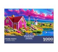 Pastoral Fairy Tale House Puzzle 1000 Pieces for Adults Hobby Fun Relaxing Entertainment Fantasy World Durable Gift Box Collectible 38x26cm/1000pcs