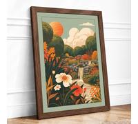 Pastoral Garden Dreams Boho Framed Wall Art Print A3 Walnut