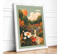 Pastoral Garden Dreams Boho Framed Wall Art Print A4 White