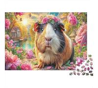Pastoral Guinea Pig Garden 1000 Pieces Paper Jigsaw for Adults Eco Thick Brain Teaser, Countryside Animal Puzzle for Home Wall Art 52x38cm/1000pcs