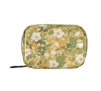 Pastoral Illustration Floral Yellow Pill Organizer with Detachable Compartments Portable Medicine bagstravel Pill Organizer