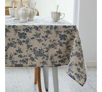 Pastoral Rectangle Tablecloth - 60 x 120 Inch - Linen Fabric Table Cloth - Washable Table Cover with Dust-Proof Wrinkle Resistant for Restaurant, Picnic, Indoor and Outdoor Dining, Floral (Dark Blue)