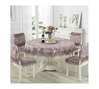 Pastoral Round Tablecloth Lace Embroidered Dining Cover Foldable Lazy Susan Floral Home Decor Chair Covers for Weddings Banquets HolidaysColor 6 Diameter