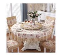 Pastoral Round Tablecloth, Lace Embroidered Dining Table Cover, Foldable Rotating Tray, Floral Home Decor, Chair Covers for Parties, 150cm Diameter (Color3)