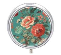 Pastoral Scenery Pattern Pill Box Round Pill Case for Purse & Pocket 3 Compartment Medicine Pill Organizer Portable Travel Pillbox Medicine Vitamin Cod Liver Oil Storage Box