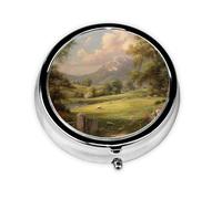 Pastoral Scenery Print Personalised Portable Pillbox with,Mini Pillbox Compact and Convenient Pill Organiser for Storing and Organising Pills