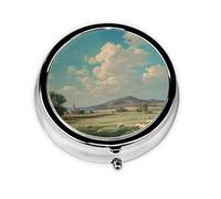 Pastoral Scenery Print Personalised Portable Pillbox with,Mini Pillbox Compact and Convenient Pill Organiser for Storing and Organising Pills