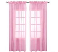 Pastoral Sheer Curtain Pair 100x130cm Rod Pocket(pink)
