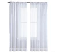 Pastoral Sheer Curtain Pair 100x130cm Rod Pocket(White)