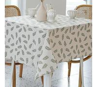 Pastoral Square Tablecloth - 52 x 52 Inch - Beige Linen Table Cloth - Washable Table Cover with Dust-Proof Wrinkle Resistant for Restaurant, Picnic, Bistro, Indoor and Outdoor Dining, Green Leaf