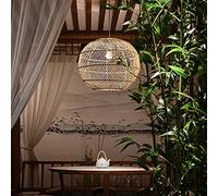 Pastoral Style Bamboo and Rattan Ceiling Lamp 1-Light Wicker Lampshade Chandelier Country Lighting Pendant Lamp Handmade Woven for Farmhouse Dining Living Room