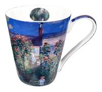 Pastoral Style Creative Oil Painting Bone China Coffee Mug, Art Paintings Mugs, 12 oz Home Office Ceramic Large Tea Cup, Design Inspired by Monet's Paintings The Garden