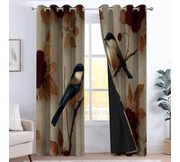 Pastoral Style Flowers And Birds Victorian Style Print Curtain, Eyelet Curtains Room Darkening Thermal Insulated Energy Saving Blackout Window Drapes for Living Bedroom Bathroom 66" x 72", 2 Panels