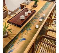 Pastoral Style Table Runner, A Thousand Miles of Rivers and Mountains, Ancient Chinese Paintings Table Cloth, Table Cover for Kitchen Dining Bedroom Decoration (Yellow, 12"X48")