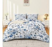 Pastoral Summer Ditsy Floral Duvet Cover Set, Soft Light Blue Microfiber Reversible Quilt Covers, Easy Care English Country Bedding Set with 2 Pillow Case Super King Size 260 x 220 cm