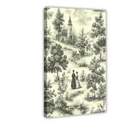 Pastoral Toile De Jouy, Canvas Poster Wall Art Decor Print Picture Paintings for Living Room Bedroom Decoration 20x30inch(50x75cm)
