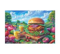 Pastoral Veggie Burger 1000 Piece Jigsaw Puzzle for Adults Grass Sky Field Jigsaw Puzzle Lover Must Have Family Activity Colourful Design Ideal Birthday Present 1000 PCS