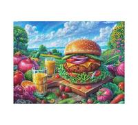 Pastoral Veggie Burger 500-piece Jigsaw Puzzle Bundle Grass Sky Field Family Puzzle Lovers Brain Training Mindful Activity Spring Recycled Cardboard 500 PCS