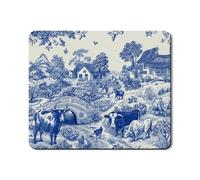 Pastoral Washer Dryer Top Protector Mat, Blue Vintage Farmhouse Washing Machine Cover, Rustic Rubber Anti-slip Waterproof Mats for Laundry Room 20x24 Inch