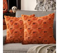 Pastoralist 2PCS Halloween Pillow Covers 18x18 Inch Soft Plush Cute Ghost Pillow Cover Decorative Pillowcase for Couch Sofa Bed Living Room| Halloween Covers 18x18