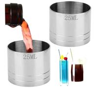 Pastoralist 2PCS Spirit Measure, 25ml Stainless Steel Wine Measure, Easy to Clean Drink Measures for Spirits, Drinks, Wine and Whisky, Stainless Steel Measuring Cups, Spirit Measure