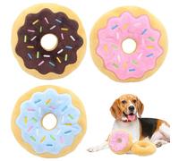 Pastoralist 3Pcs Donut Dog Toy, 6 Inch Bite Squeaker Sound Dog Donut Toy with Exquisite Embroidery, Interactive Soft Plush Donut Toy for Small Medium and Large Dogs, Donut Dog Toy, Donut Plush