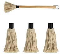Pastoralist BBQ Mop Brushes for Sauce|BBQ Mop Brush, Wooden Sauce Mop with 3 Replacements, Long Handle BBQ Mop Brush, BBQ Brush for Grilling Barbecue Accessories