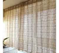 Pastoralist Boho Curtains, 39x71 Inch Retro Hollow Out Knitting Lace Curtains, Elegant Light Filtering Cotton Crochet for Patio Bedroom Living Room Window Decor, Crochet, Lace