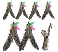 Pastoralist Cat Toys, Cat Wand Attachment Toys 6Pcs Bite Resistant Wand Replacement Head 7.9'' Natural Toy Replacements with Loop Fun Fishing Pole Toy Replacements for Kittens & Cats
