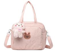 Pastoralist Cute Diaper Tote - 9x6x8inch Portable Baby Nappy Bag with Doll Pendant, Carry On & Crossbody Mommy Bag for Mum Outdoor Travel