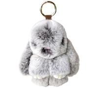 Pastoralist Cute Keychains, Bunny Keychain Grey Soft Rabbit Doll Fluffy Bunny Keychain with Metal Buckle Cute Bag Charm Kawaii Stuffed Animal for Handbags, Backpacks, Cell Phones, Cars