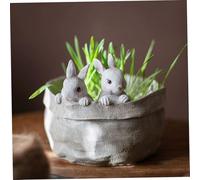 Pastoralist Decorative Flower Pots, 18cm/7inch Resin Animal Planter with Rabbits Decor, Bunny Planter Pot, Rabbit Planters for Indoor Outdoor Decorations