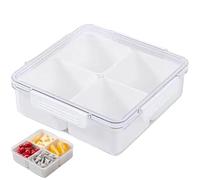 Pastoralist Divided Serving Tray with Lid, Food Grade Snack Tray with 4 Compartment, Removable Reusable Platters Food Storage Container for Appetizers, Sliced Fruits, Snack with Lid, Divided Serving