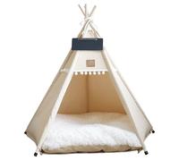 Pastoralist Dog & Cat Teepee Portable Pet Teepee Tents with Cushion and Small Chalkboard 20 Inch Tall Washable Indoor Dog House Puppy Sweet Bed for Pets under 7Kg Dog Teepee