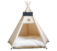 Pastoralist Dog & Cat Teepee Portable Pet Teepee Tents with Cushion and Small Chalkboard 24 Inch Tall Washable Indoor Dog House Puppy Sweet Bed for Pets under 7Kg Dog Teepee