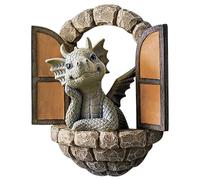 Pastoralist Garden Dragon Resin Sculpture, Dragon Statue Lovely Window Meditated Figurine Outdoor Resin Garden Decor for Outdoor Lawn Courtyard Home