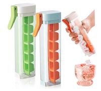 Pastoralist Ice Cube Mold Bottle, 2pcs 8inch One Handed Pressing Ice Cube Molds, 6 Grid Detachable Ice Cube Trays, Ice Cube Molds for Drinks,Whiskey, Cocktails (Orange, Green)