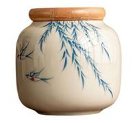 Pastoralist Loose Leaf Tea Storage 2x3.4in Portable Small Sealed Decorative Chinese Style Ceramic Tea Canister for Coffee, Herb, Sugar, Spice, Tin, Canister