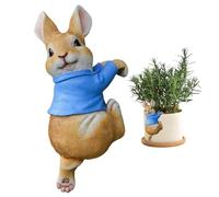 Pastoralist Plant Decorations for Pots, Resin Rabbit Figurine Flower Planter Hanger Adorable Bunny Decor Garden Ornament for Indoor Outdoor Decor, Blue, Rabbit Figurine, Plant Decorations For Pots