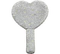 Pastoralist Rhinestone Mirror Handheld Bling Heart, Heart Mirror, Sparkling Rhinestone Shaped, HD Portable Handheld Looking Glass with Handle for Women Girls Makeup Travel