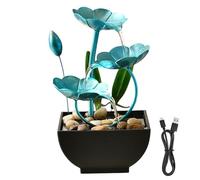 Pastoralist Tabletop Water Fountain 5x5x9in Indoor Lotus Decor Waterfall Fountain USB Powered Mini Zen Relaxation Flower Fountain for Office, Living Room, Bedroom (Blue) Tabletop Water Fountain