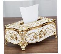 Pastoralist Tissue Box Holder 9.06x5.12x3.74 Inch Bling Luxurious European Style Gold & White Tissue Dispenser for Home, Travel and Hotel, Holder, Box