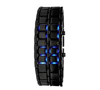 Pastoralist Unisex Square LED Digital Watch Electronic for Men Women Student Blue Light Silicone Bracelet Watches Black
