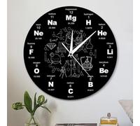 Pastoralist Wall Clock Educational Periodic Table of Elements Chemical Symbols Silent Classroom Clock Creative Chemistry Gifts for Home School, 12 Inch, Black Wall, for Classroom