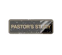 Pastor'S Study Metal Tin Sign With Bold Gold Text On Black Background Self Adhesive Elegant Office Decor For Church Home Or Desk Personalized Inspirational Plaque Gift Ministers And Clergy 4×16 Inch