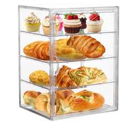 Pastry Display Case,4 Layers Adjustable Clear Bread Box for Kitchen Countertop,Bread Storage with Magnetic Door Bakery Pastry Display15.5x11.4x9.8inch