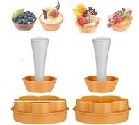 Pastry Dough Tart Tamper Kit, Flower Round Cookie Cutters, Plastic Pastry Tamper Tart Shell Molds, DIY Cake Cup Presser Cupcake Biscuit Muffin Flower Round Mold, Bakeware Cake Tools (2Pcs)